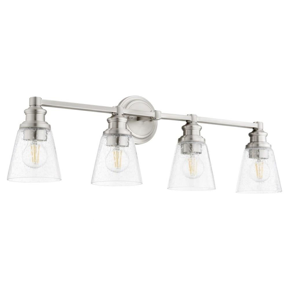 Lawson Manor 4 Light Vanity Light in Soft Contemporary Style 32 inches Wide By 10 inches High-Satin Nickel Finish-Clear Glass Color Bailey Street Home