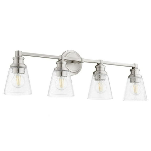 Lawson Manor 4 Light Vanity Light in Soft Contemporary Style 32 inches Wide By 10 inches High-Satin Nickel Finish-Clear Glass Color Bailey Street Home