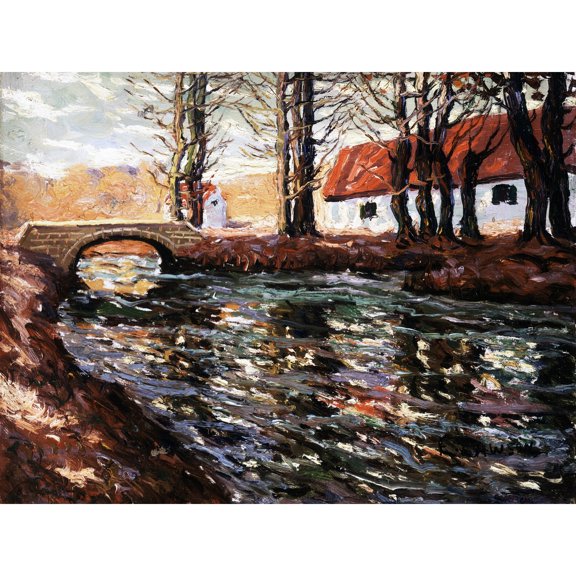 Lawson River Landscape Bridge House Painting Extra Large Art Print Wall Mural Poster Premium XL