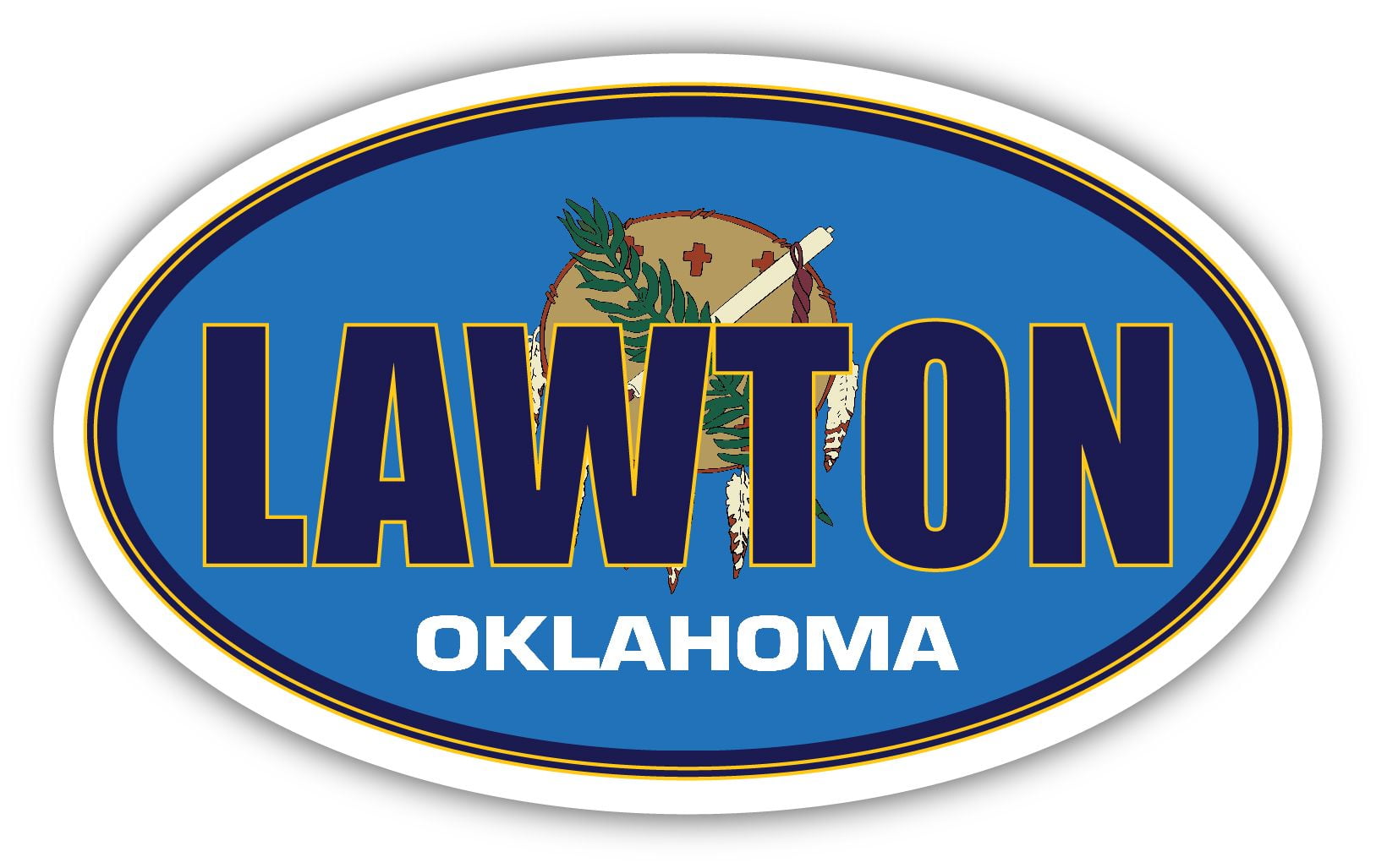 Lawton City Oklahoma State Flag OK Flag Comanche County Oval State