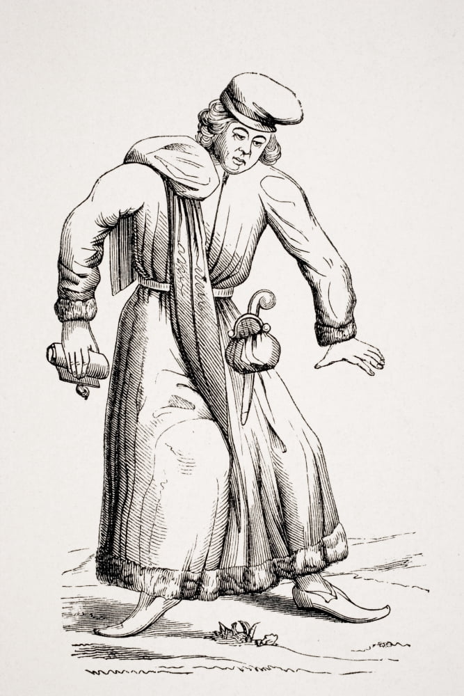 Lawyer From 19Th Century Reproduction Of Engraving By Merian In Danse Des Morts Published Frankfort 1596 Canvas Art - Ken Welsh Design Pics (12 x 18)