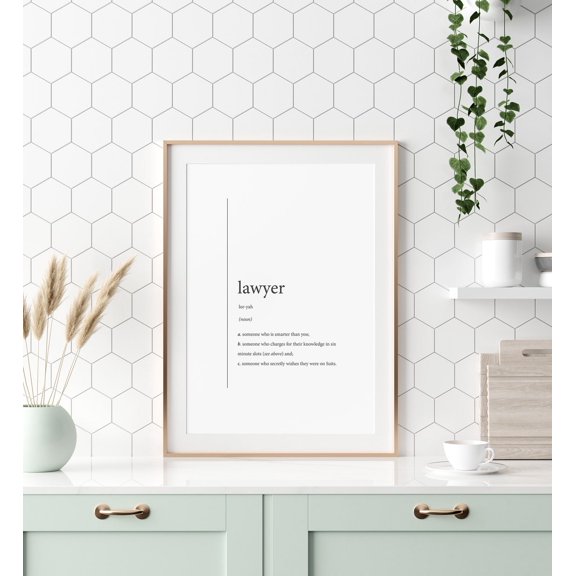Lawyer Definition Typography Wall Art Print, Unframed Paper Poster 8x10in