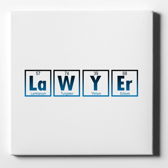 Lawyer Elements Periodic Table - 10" x 10" - Decorative Canvas Wall Art - White Edge - 5/8" Gallery Wrapped