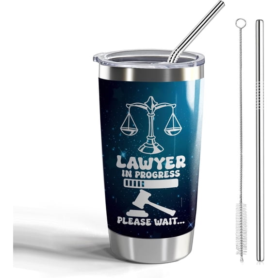 Lawyer Gifts Lawyer 20oz Stainless Steel Insulated Tumblers with Lid and Straw Law School Student Gifts Lawyer in Progress Gifts (Tumbler-Lawyer in Progress)