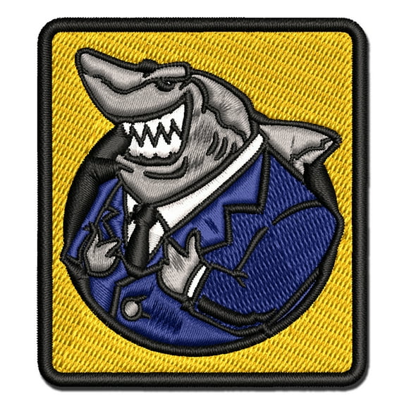 Lawyer Loan Shark in a Business Suit Applique Multi-Color Embroidered Iron-On Patch - 2.0 Inch Mini