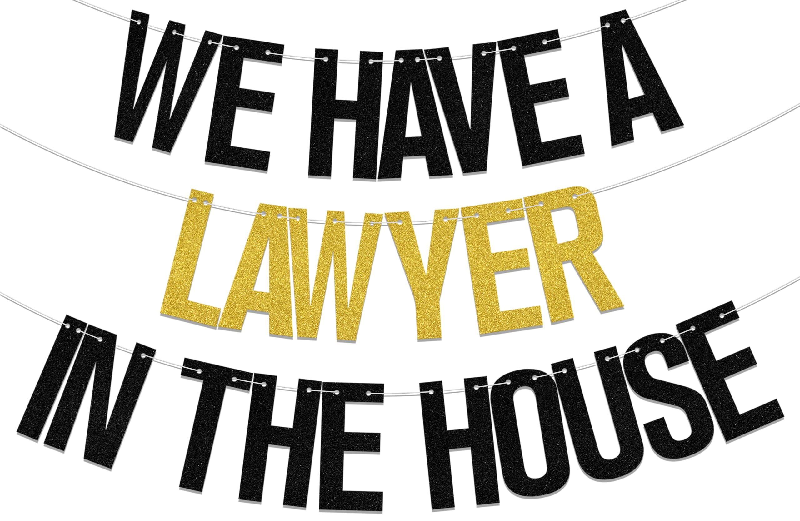 You Survived Law School Banner – Schwarz-Gold Glitzer Deko Für Juristen-Abschlussparty