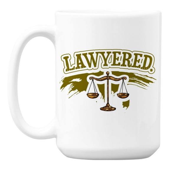 Lawyered feat. Scales of Justice White Ceramic Coffee & Tea Mug (15oz)