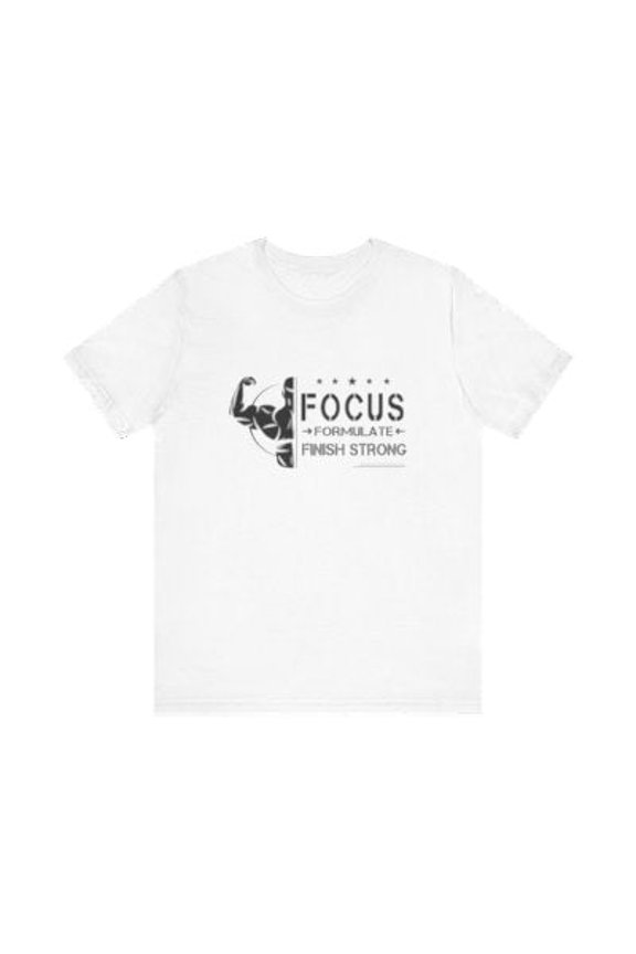 'Lax Apparels Focus. Formulate. Finish Strong Motivational T-Shirt, Unisex, White Graphic Tee, Large