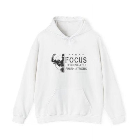 'Lax Apparels Focus. Formulate. Finish Strong Unisex, White Sweatshirt, 4XL