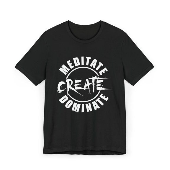 'Lax Apparels Meditate. Create. Dominate Faith-Based Motivational T-Shirt, Unisex, Black Graphic Tee, XL