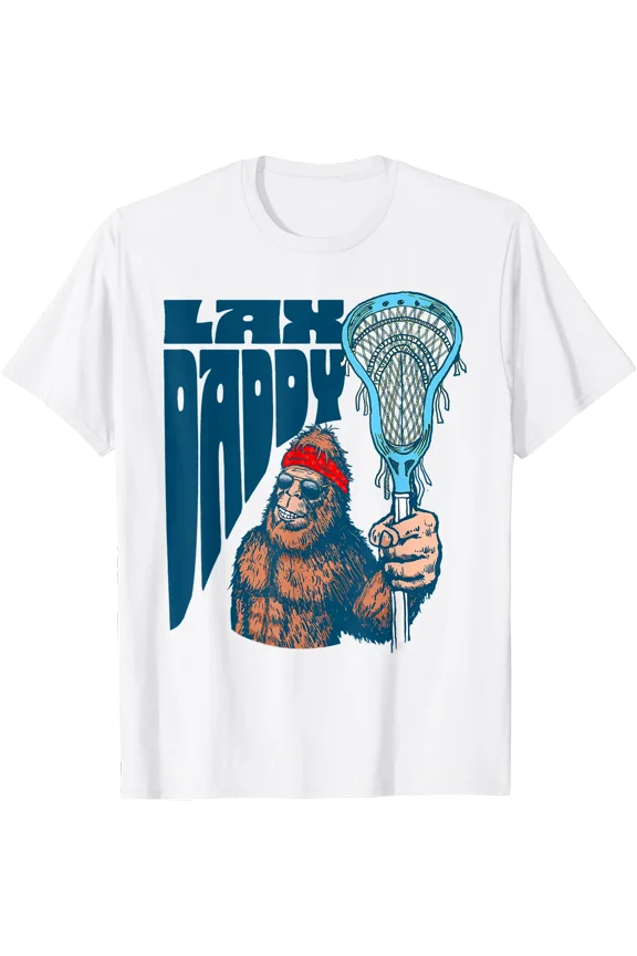 Lax Daddy! Sasquatch Lacrosse Fan Dad Bigfoot Beard T-Shirt, Vintage T-Shirt
