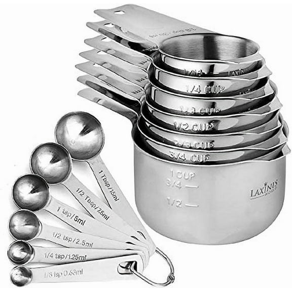 Laxinis World Stainless Steel Measuring Cups and Spoons Set, 13 pcs