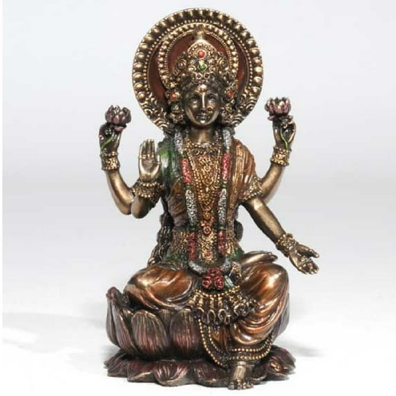 Laxmi Lakshmi Statue Figurine Cold Cast Bronze Hindu Hinduism Deity 4 Inch New