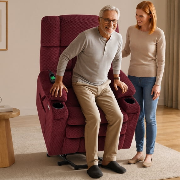 MCombo 22.4" Seat Width Lay Flat Dual Motor Power Recliner Lift Chair with Vibration and Heat, Infinite Position
