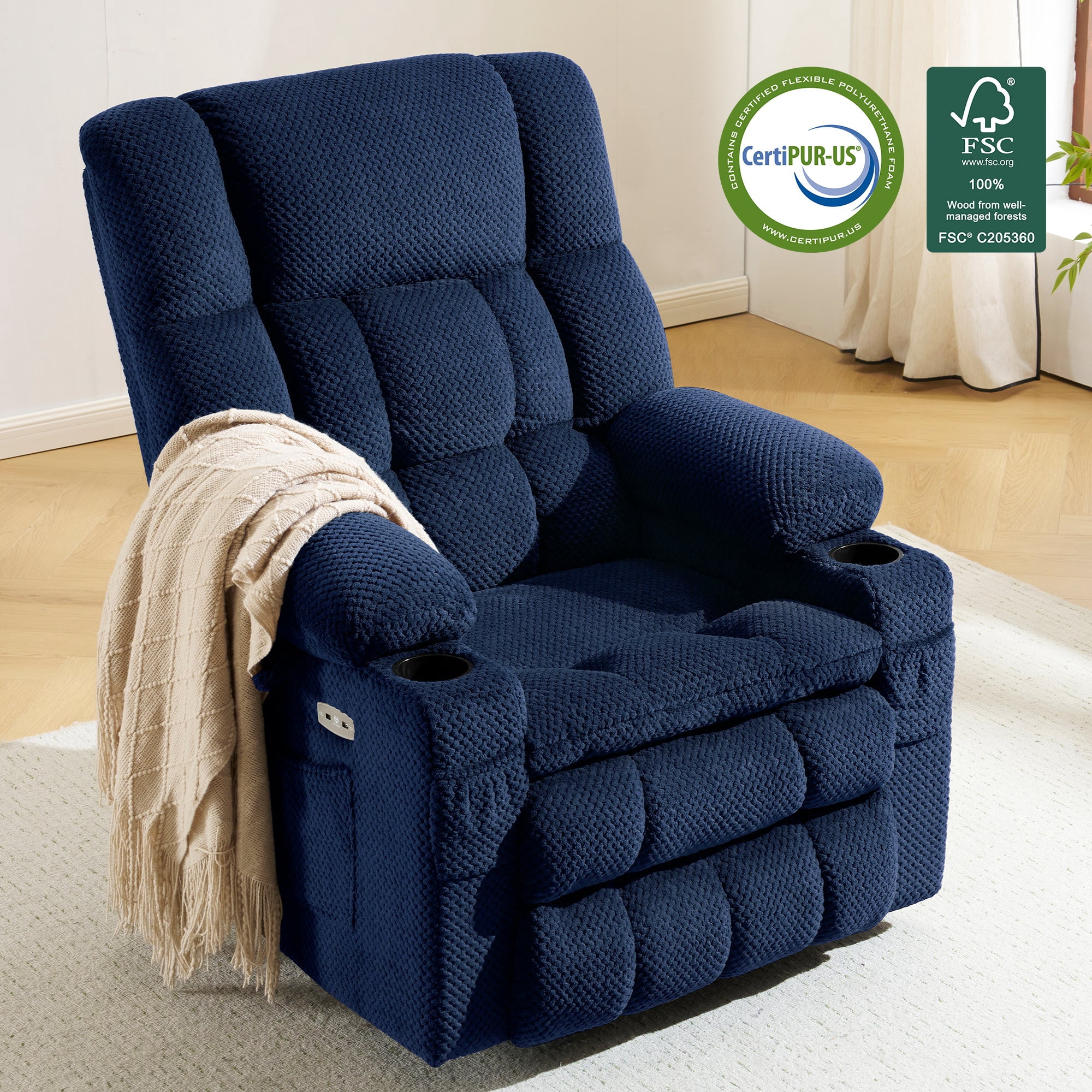 MCombo 22.4" Seat Width Lay Flat Dual Motor Power Recliner Lift Chair ...