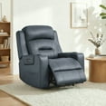 thumbnail image 1 of Spruce & Spring Lay-Flat Genuine Leather Power Recliner Chair with Headrest, Navy, 1 of 8