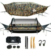 Lay Flat Hammock Tent Camping Hammock Tent with Mosquito Net Hanging Bed Camo