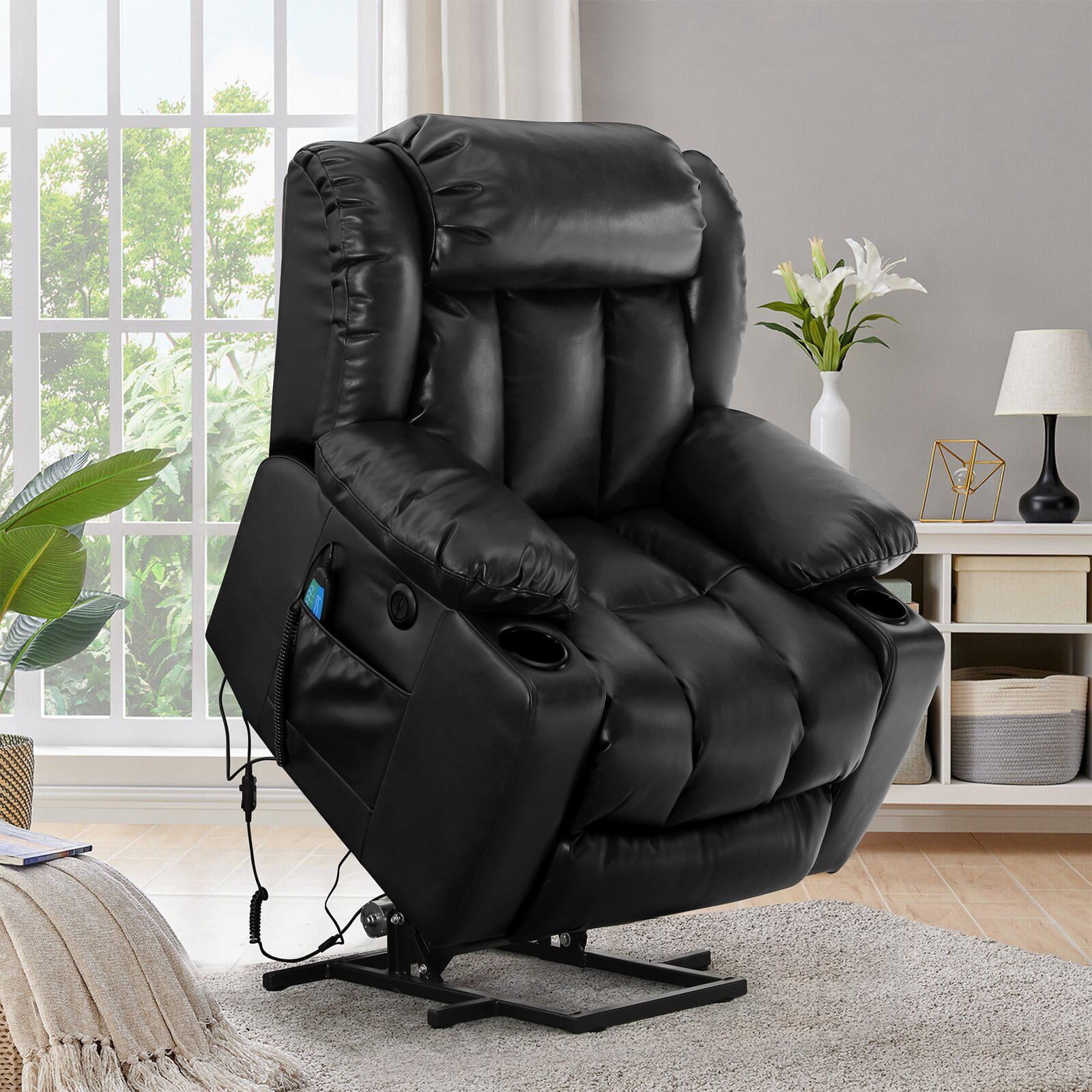 Elderly Power Lift Recliner Chair Wide Seat Soft Breath Leather Brown Walmart