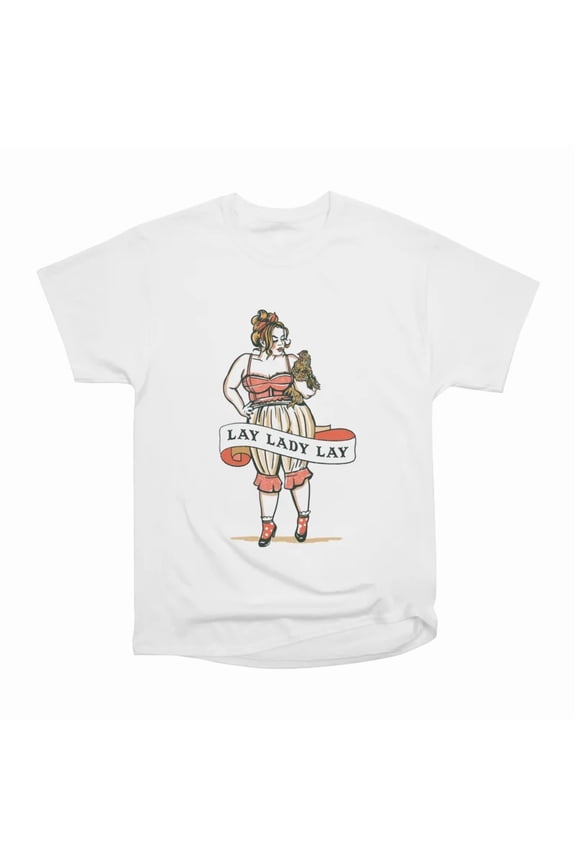 Lay Lady Lay Rockabilly Pinup With Her Chicken Hen T-Shirt Tee Gift For Him Merch For Her