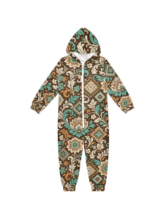 Lay Out The Boys & Girls Hooded One-Piece Pajamas Warm Crystal velvet Hooded Long Sleeve Loungewear Jumpsuit Unisex