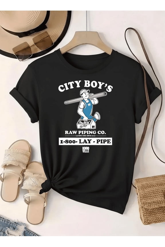 Lay Pipe City Boys Funny Raw Piping Co Meme Hoodville Graphic Unisex T-Shirt V91011, up to Size 5XL