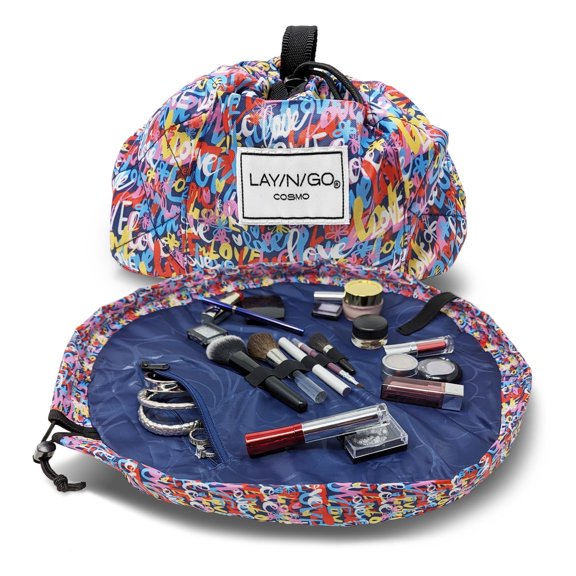 Lay-n-Go COSMO (20") Love Drawstring Cosmetic Makeup Bag, Toiletry Organizer, Travel, Birthday, Bridesmaid's Gift