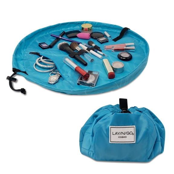 Lay-n-Go COSMO (20") : Ocean Blue Cosmetic Bag, Travel Organizer, Toiletry Makeup Pouch, Birthday, Bridesmaid's Gift