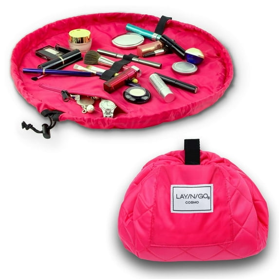Lay-n-Go COSMO (20") Pink Drawstring Cosmetic Makeup Bag, Toiletry Organizer, Travel, Birthday, Bridesmaid's Gift