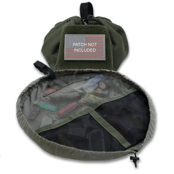 Lay-n-Go DEFENDER Tactical (20") Green Gear Accessory, Tool & Utility Storage Bag, Pockets, Travel, Military, First Responder, Survival Outdoors Durable Patented Design, Velco for Patch (NOT INCLUDED)