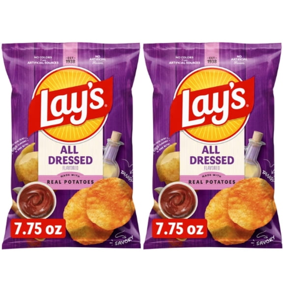 Lay's All Dressed Potato Chips, 7.75 oz Bag, (2 Pack)