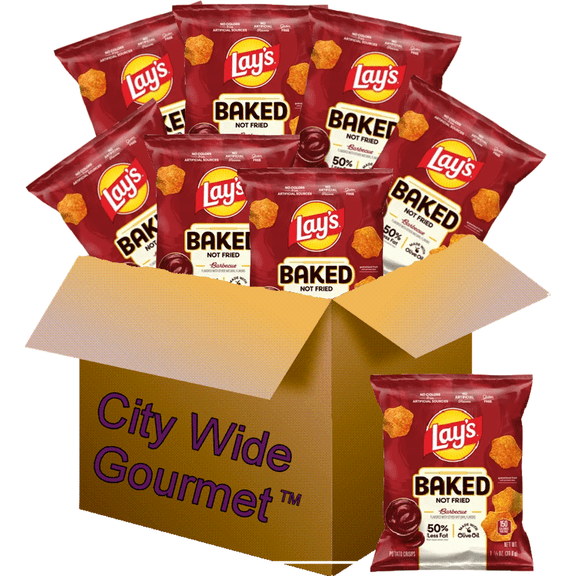 Lay's Baked BBQ Potato Crisps, 1.125 ounce bags. (Pack of 8) , Bundled by City Wide Gourmet