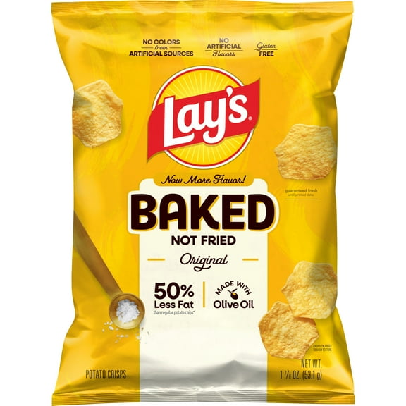 Baked Lays 50% Less Fat Original Potato Chips Bag, 1.875 oz