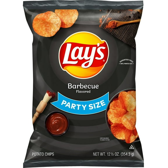 Lay's Barbeque Potato Snack Chips,Party Size, 12.5 oz.Bag(pack of 4)