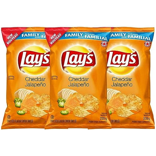 Lay’s Cheddar Jalapeño Potato Chips 235g/8.3oz, 3-Pack {Imported from Canada}