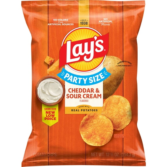 Lay's Cheddar & Sour Cream Flavored Potato Chips, Party Size, 12.5 oz Bag
