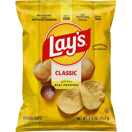 Lay's Classic Potato Chips Snacks, 2.5 oz Bag