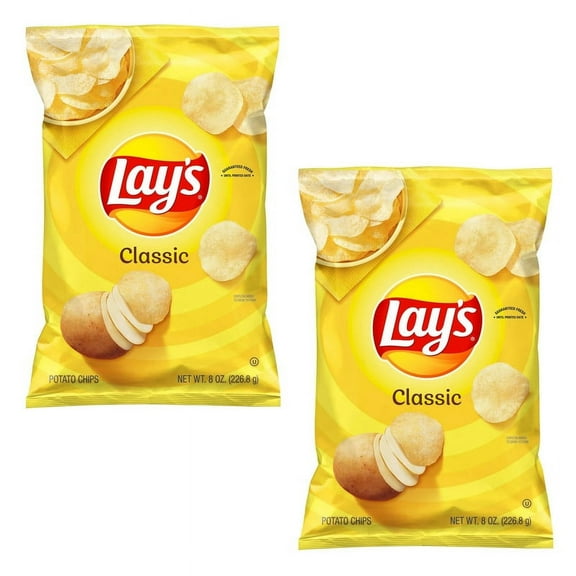 Lay's Classic Potato Chips, 8 oz Bag(pack of 2)