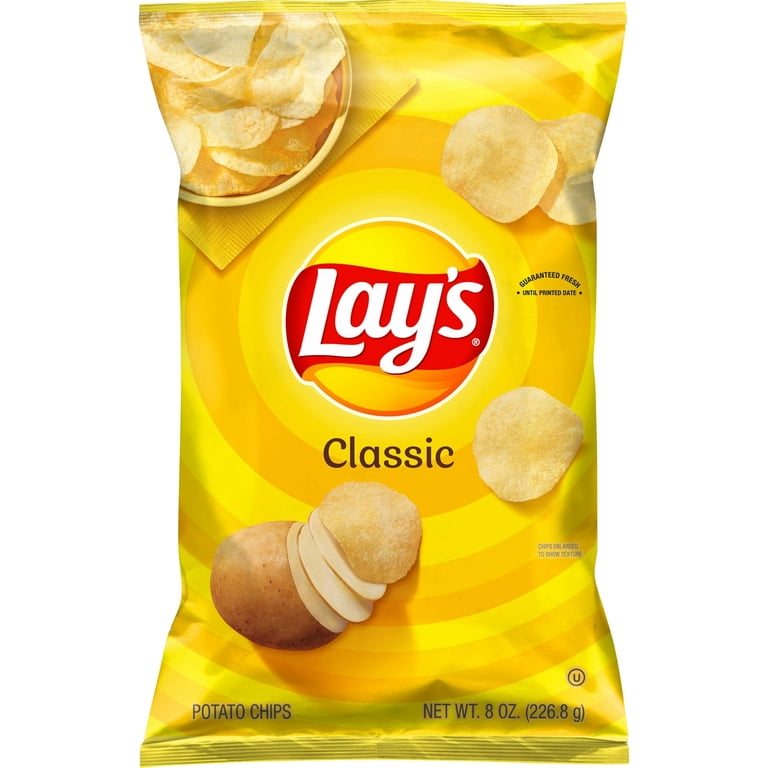 PLACEBO layz potato 5’7 30.8 cl Lay's Classic Potato Chips, 8 oz Bag(pack of 6) - Walmart.com
