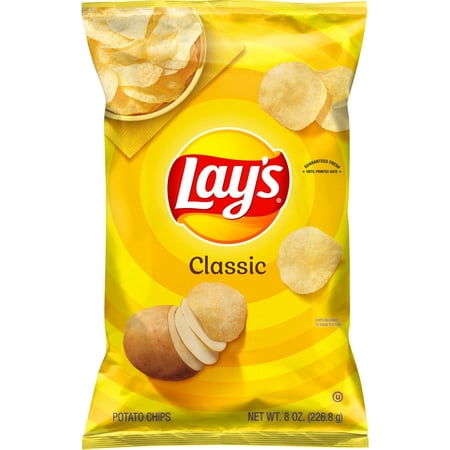 Lay's Classic Potato Chips, 8 oz Bag(pack of 6)