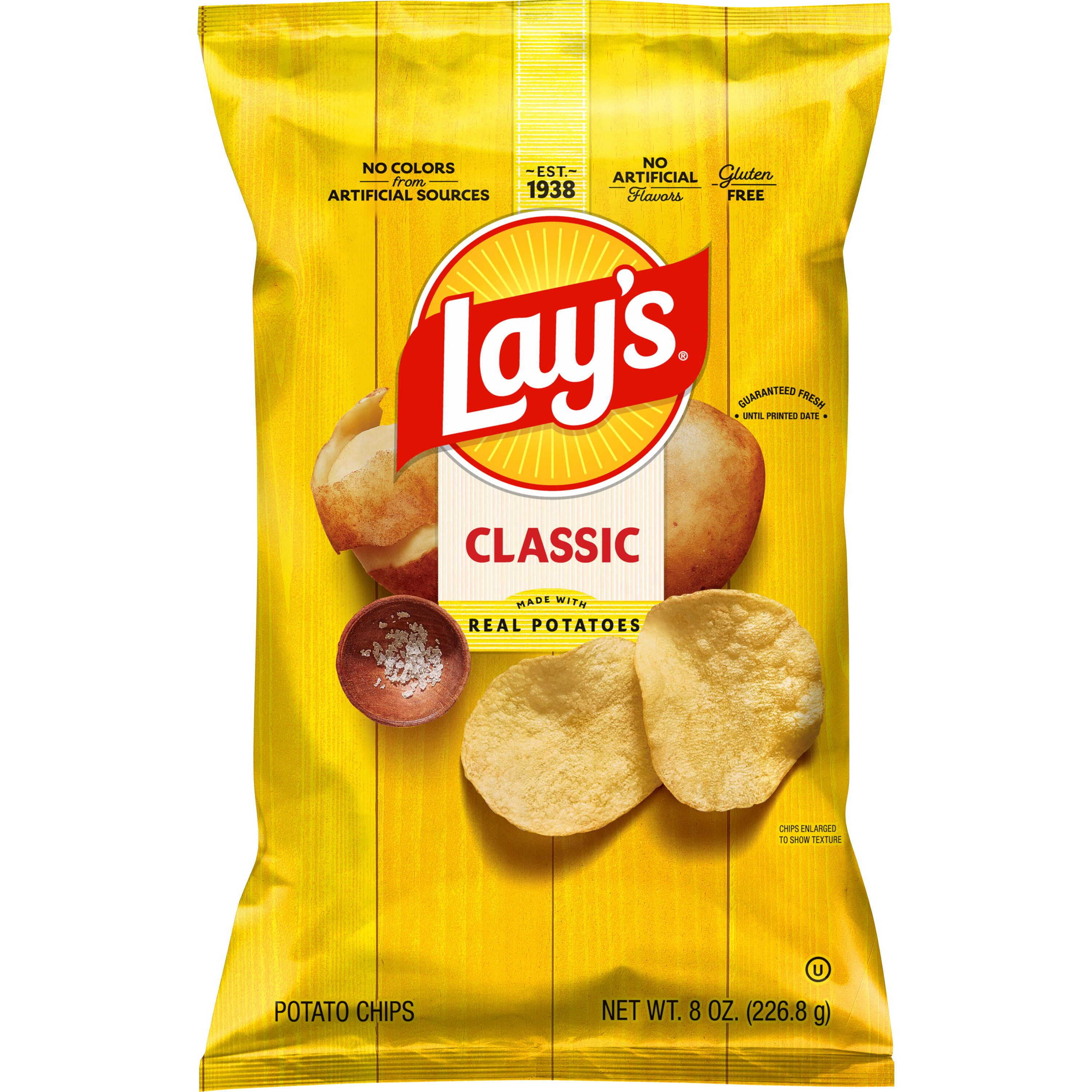 Lay's Classic Potato Chips, 8 oz, Plastic Bag