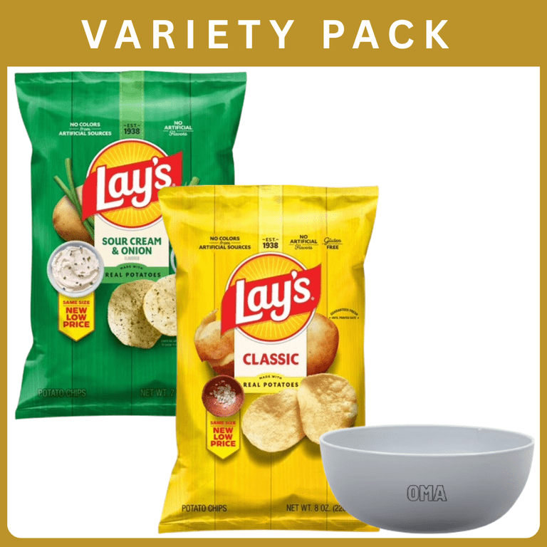 Lay's Classic Potato Chips 8 oz + Lay's Sour Cream & Onion Flavor