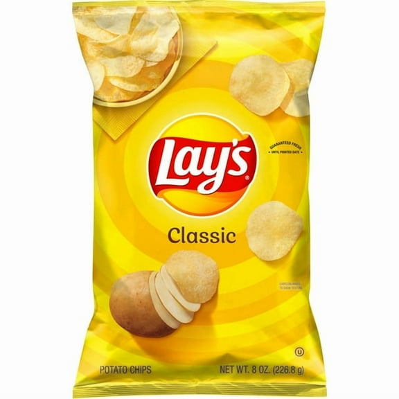 Lay's Classic Potato Chips, 8 oz, Plastic Bag (pack of 4)