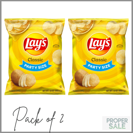Lay's Classic Potato Chips, Party Size, 13 oz Bag ( PACK OF 2 )