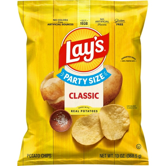 Lay's Classic Potato Chips, Party Size, 13 oz Bag