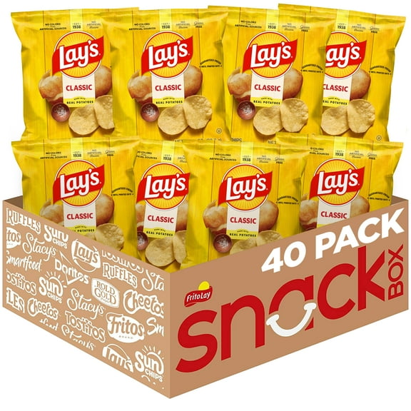 Lay's Classic Potato Chips Snack Chips, 1 oz Bags, 40 Count Multipack