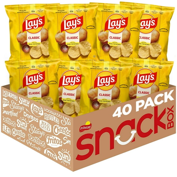 Lay's Classic Potato Chips Snack Chips, 1 oz Bags, 40 Count Multipack