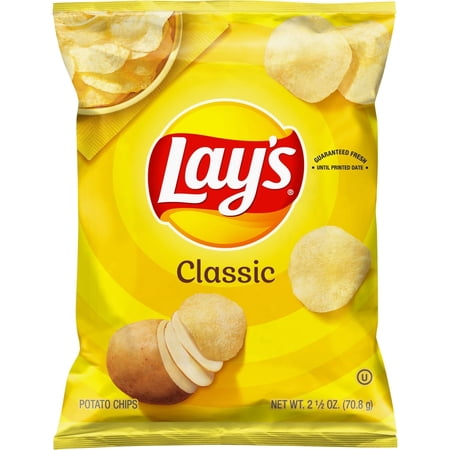 Lay's Classic Potato Chips Snacks, 2.5 oz Bag - pack of 4
