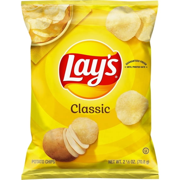 Lay's Classic Potato Chips Snacks, 2.5 oz Bag - pack of 4
