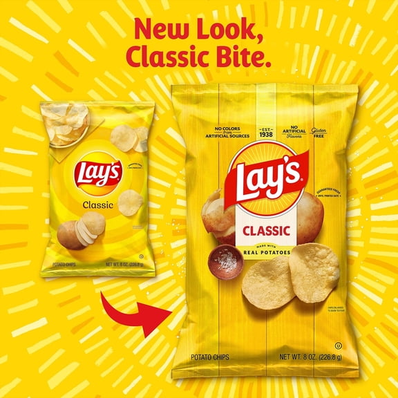 Lay's Classic Potato Chips Snacks, 2.5 oz Bag