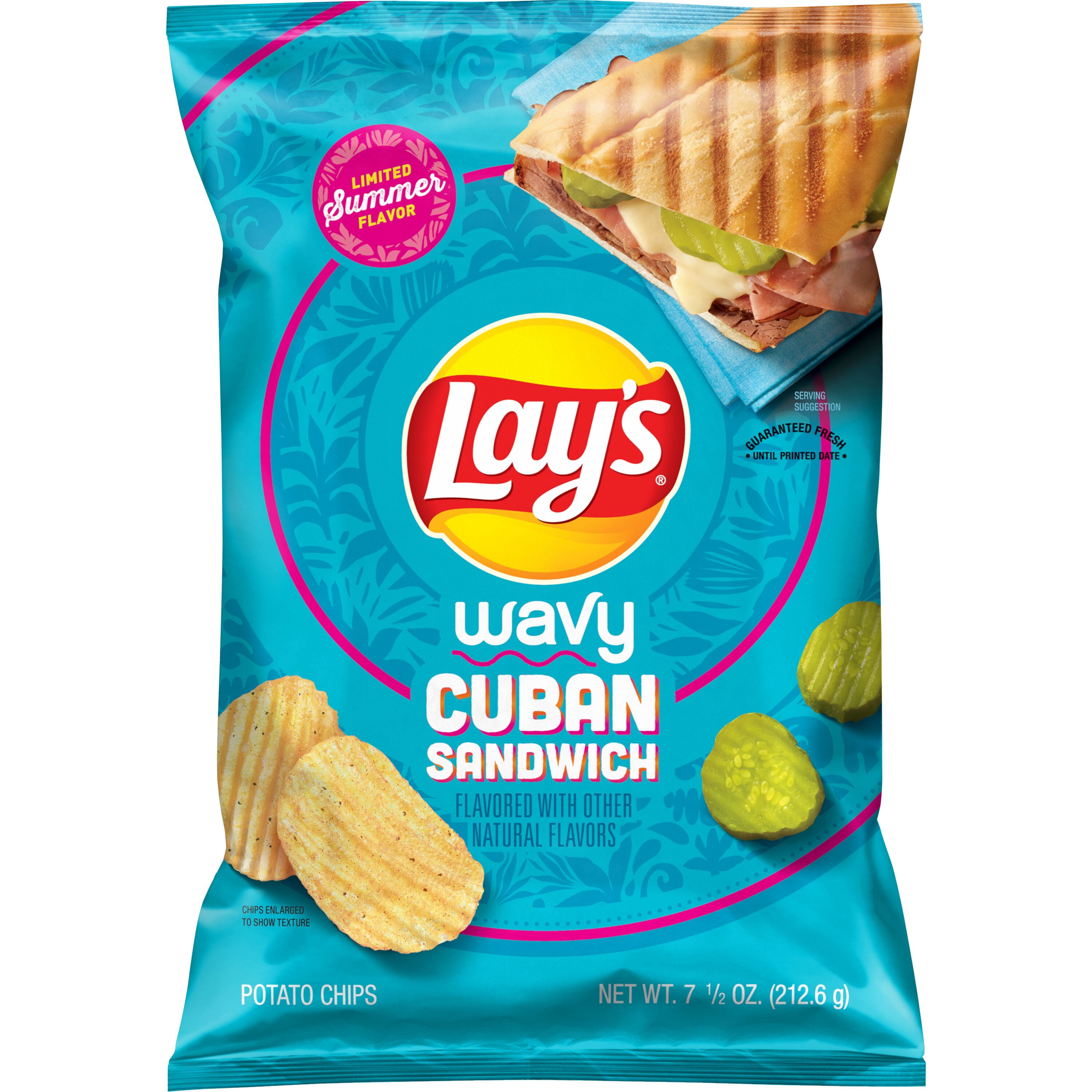 Lay's Cuban Sandwich Wavy Potato Chips, 7.5 oz Bag